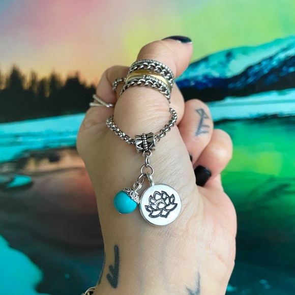 🔴Stainless steel chain turquoise & lotus flower - Picture 10 of 11